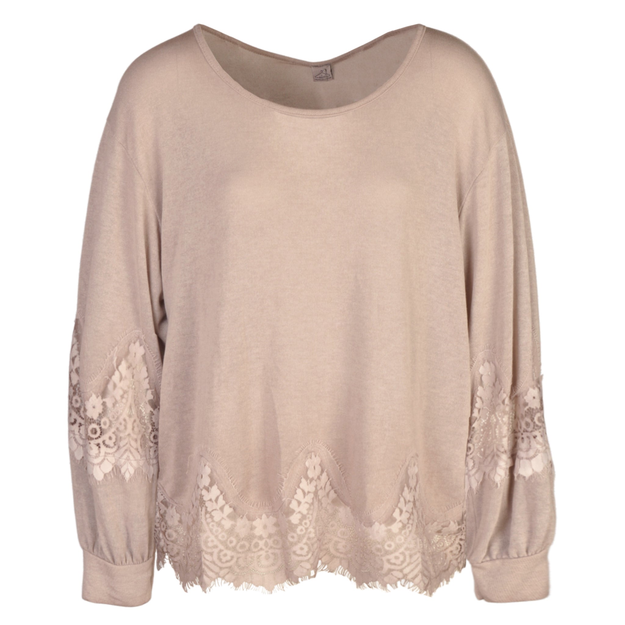 Lace trim roundneck knit