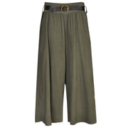 Belted corduroy wide leg pants