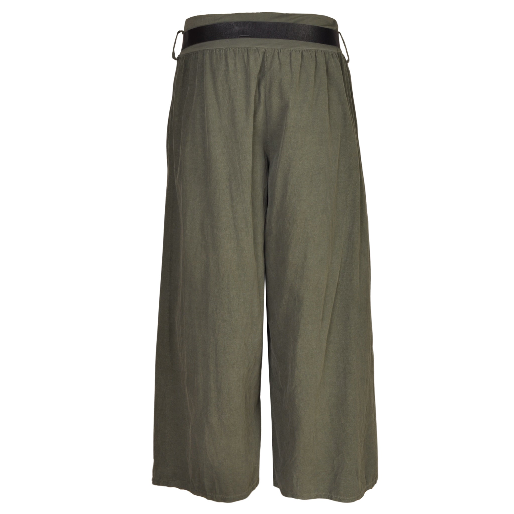 Belted corduroy wide leg pants