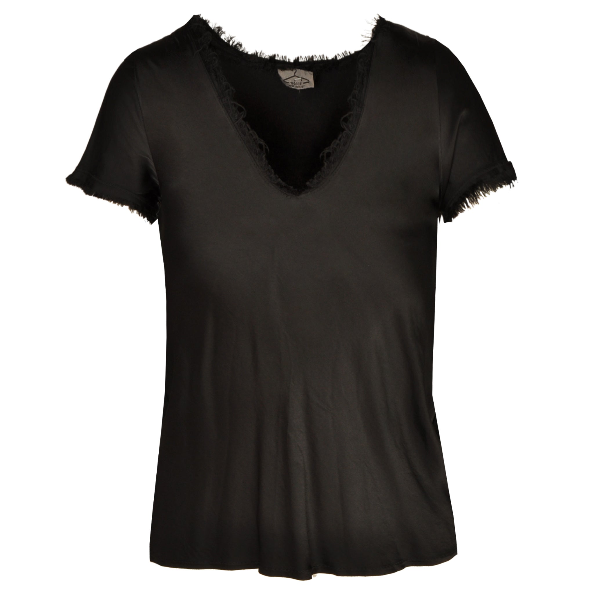 Raw edge silky top