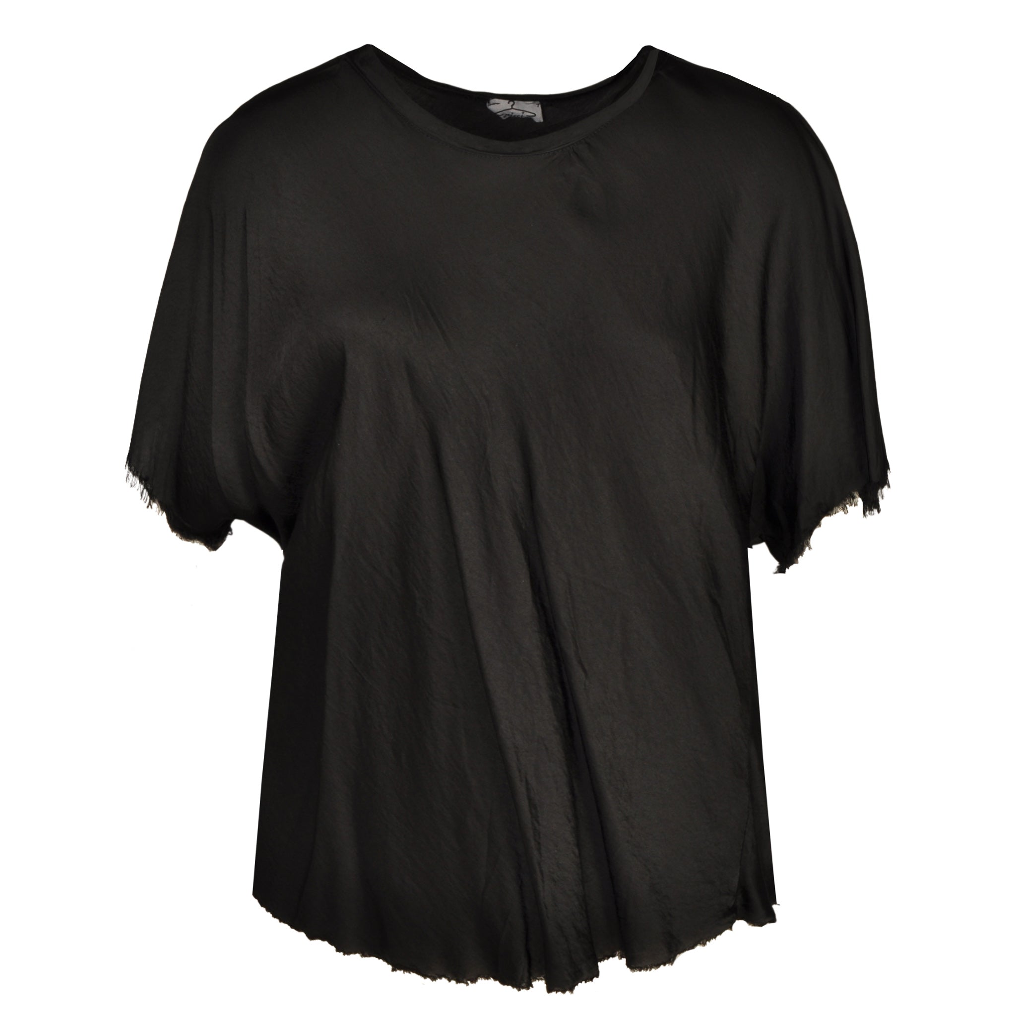 Raw edge satin top