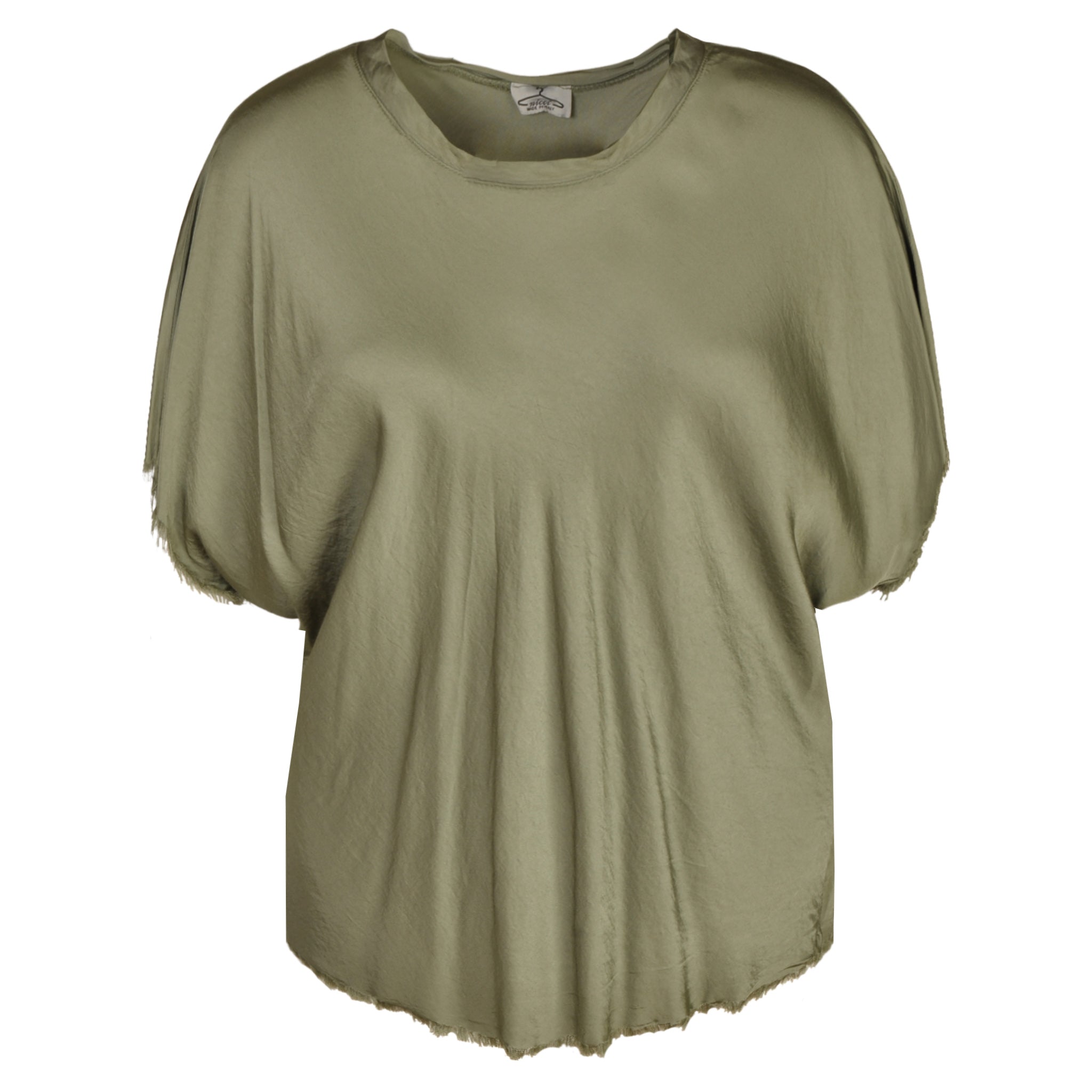 Raw edge satin top