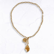 Sun heart pendant link chain necklace