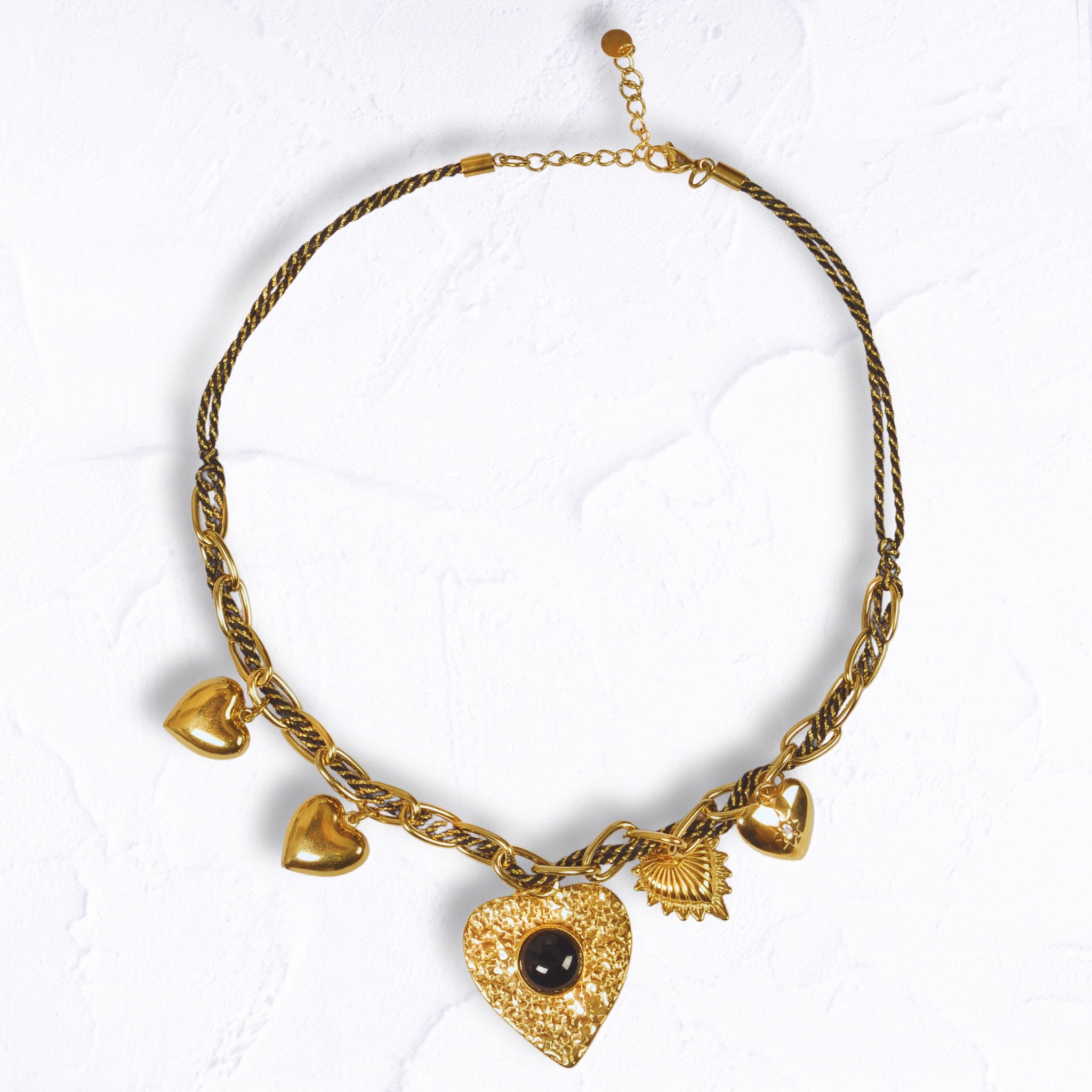 Multi heart twisted rope necklace