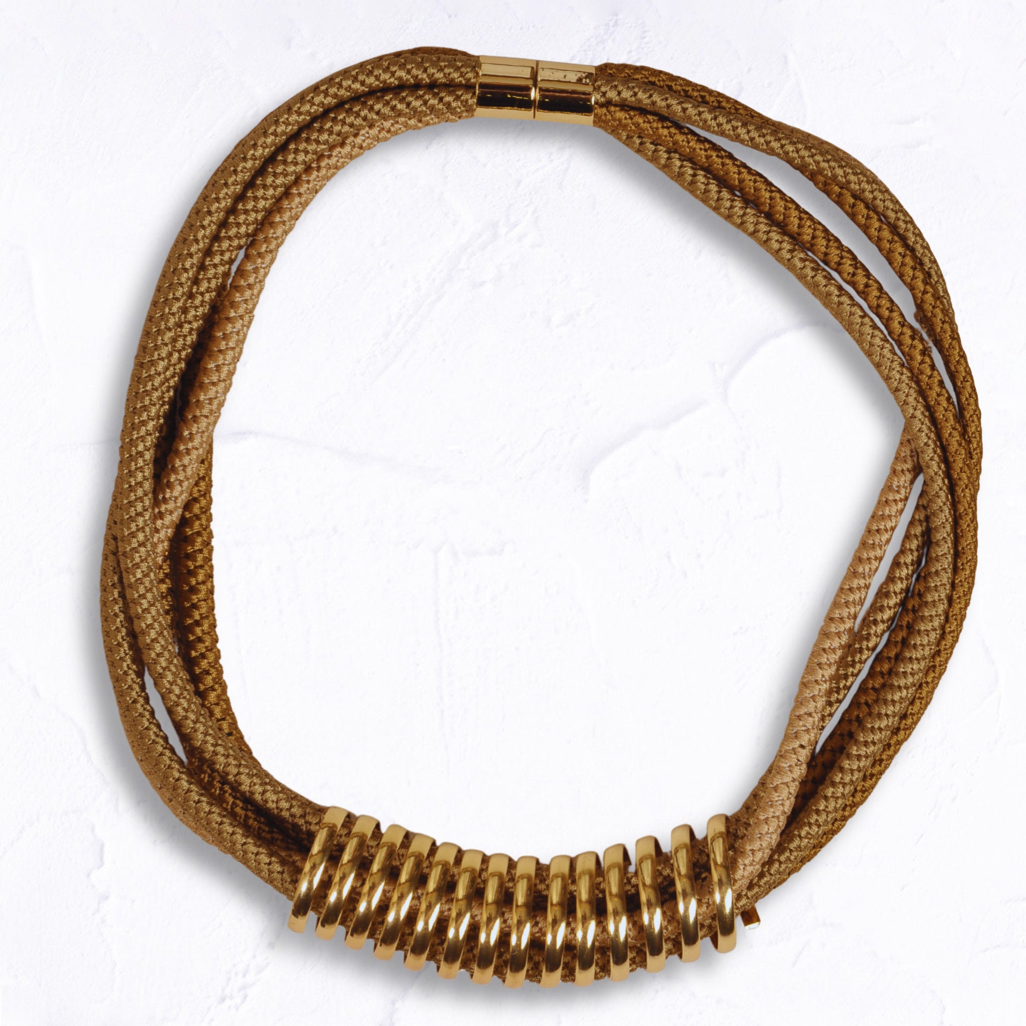 Gold pendant multi rope necklace