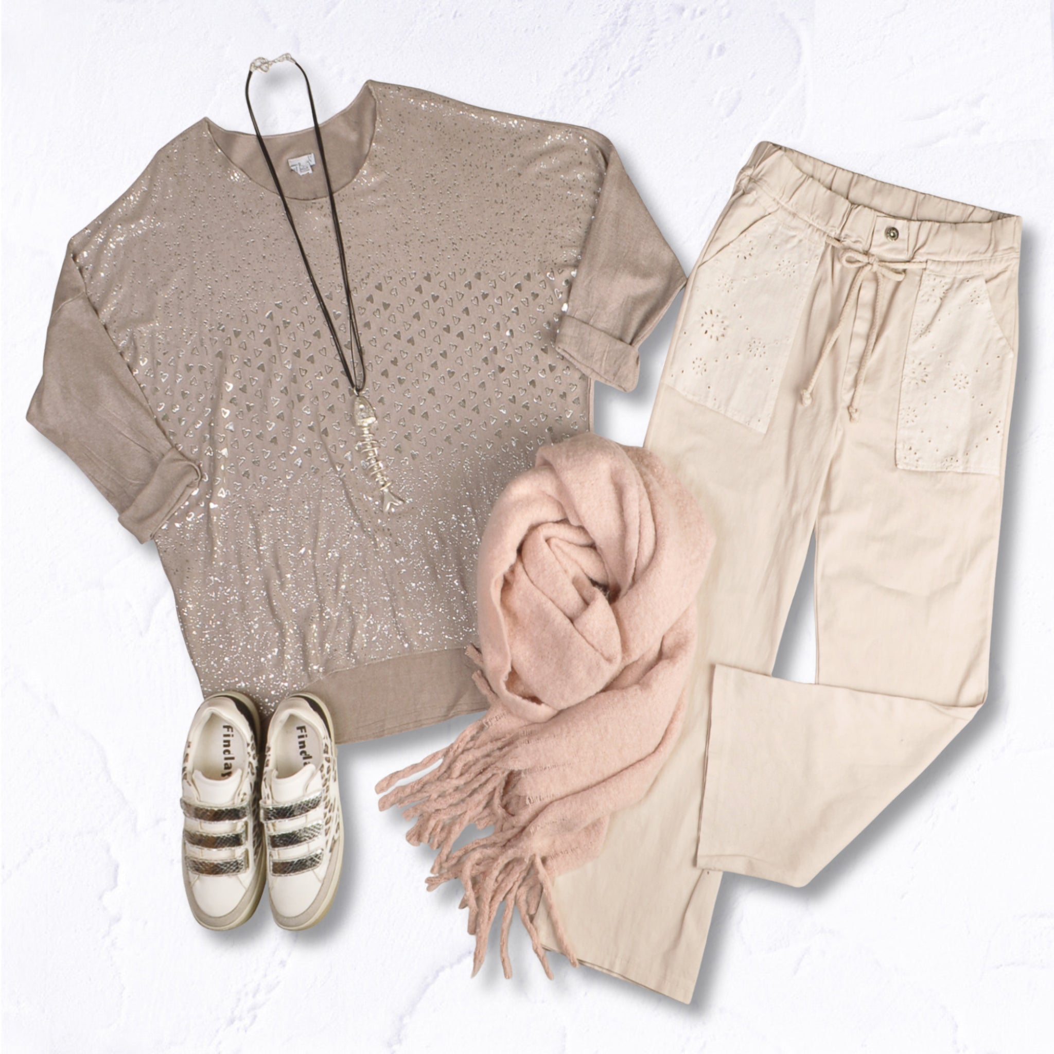 Foil mini heart print over sized top