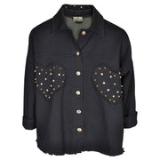 Studded diamante heart denim style jacket