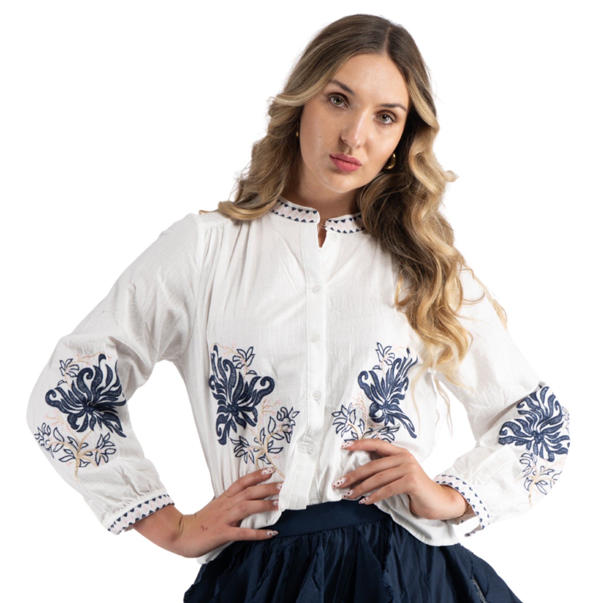 Embroidered flower blouse