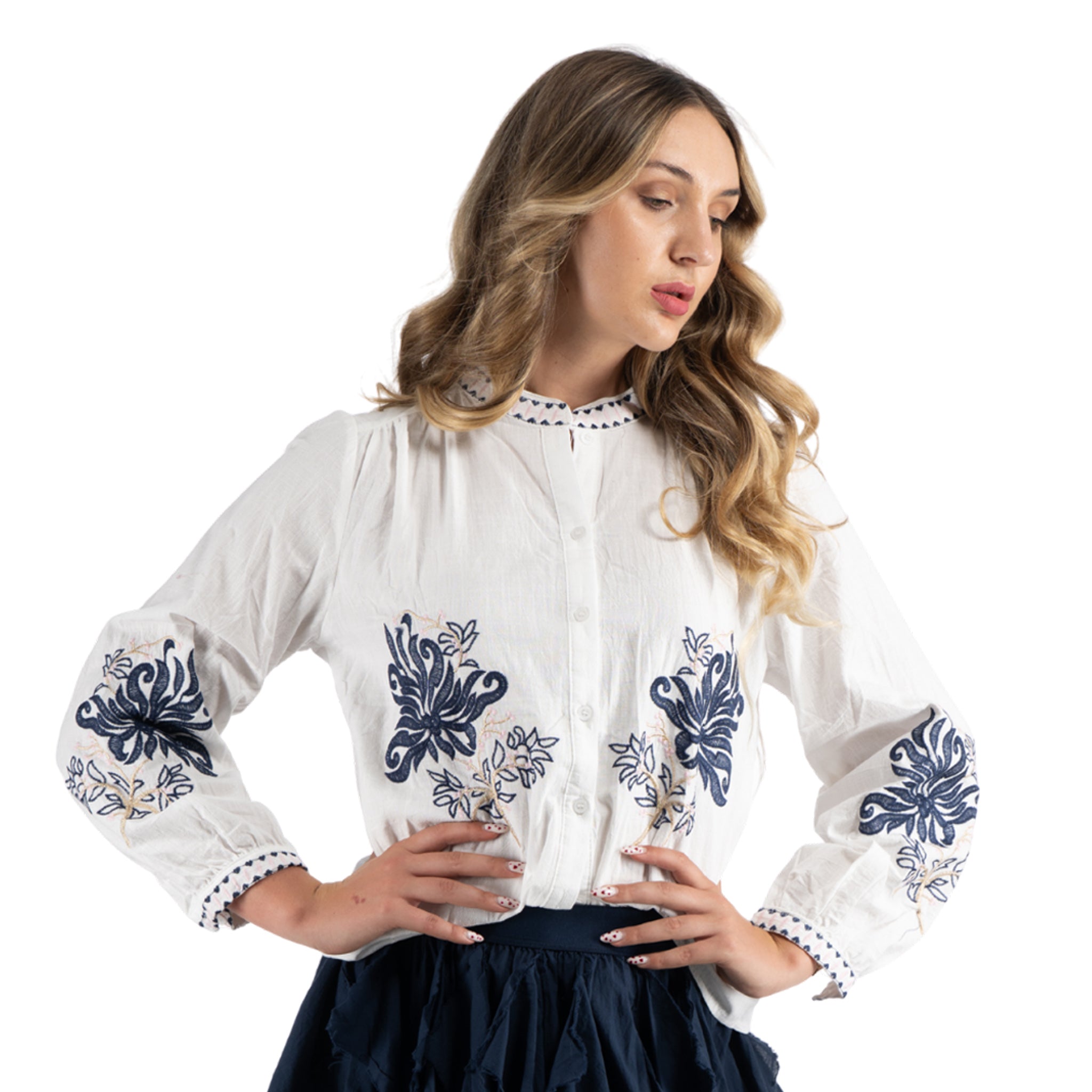 Embroidered flower blouse