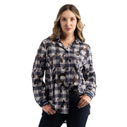 Torn lace oversized check shirt