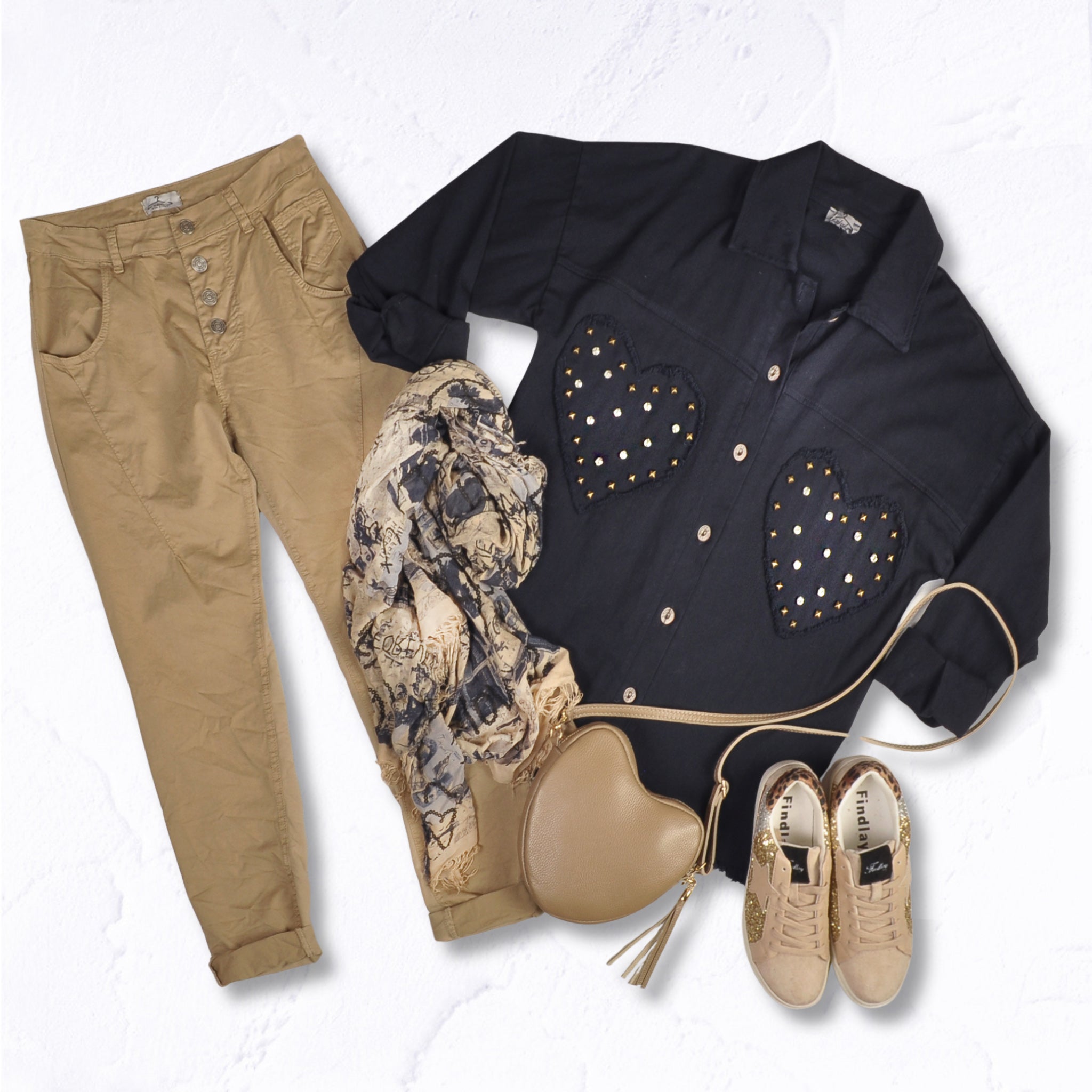 Studded diamante hear denim style jacket