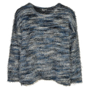 Fluffy knit striped top