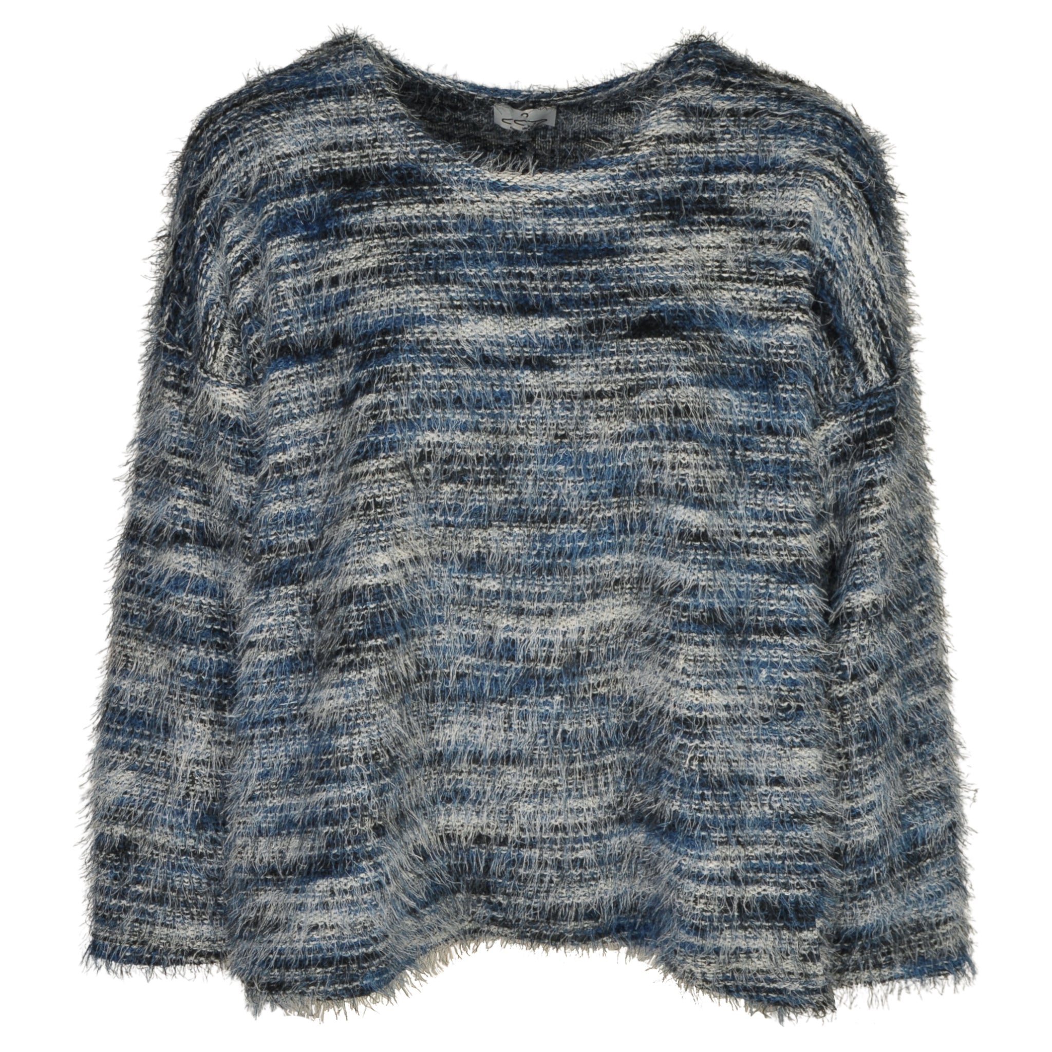 Fluffy knit striped top