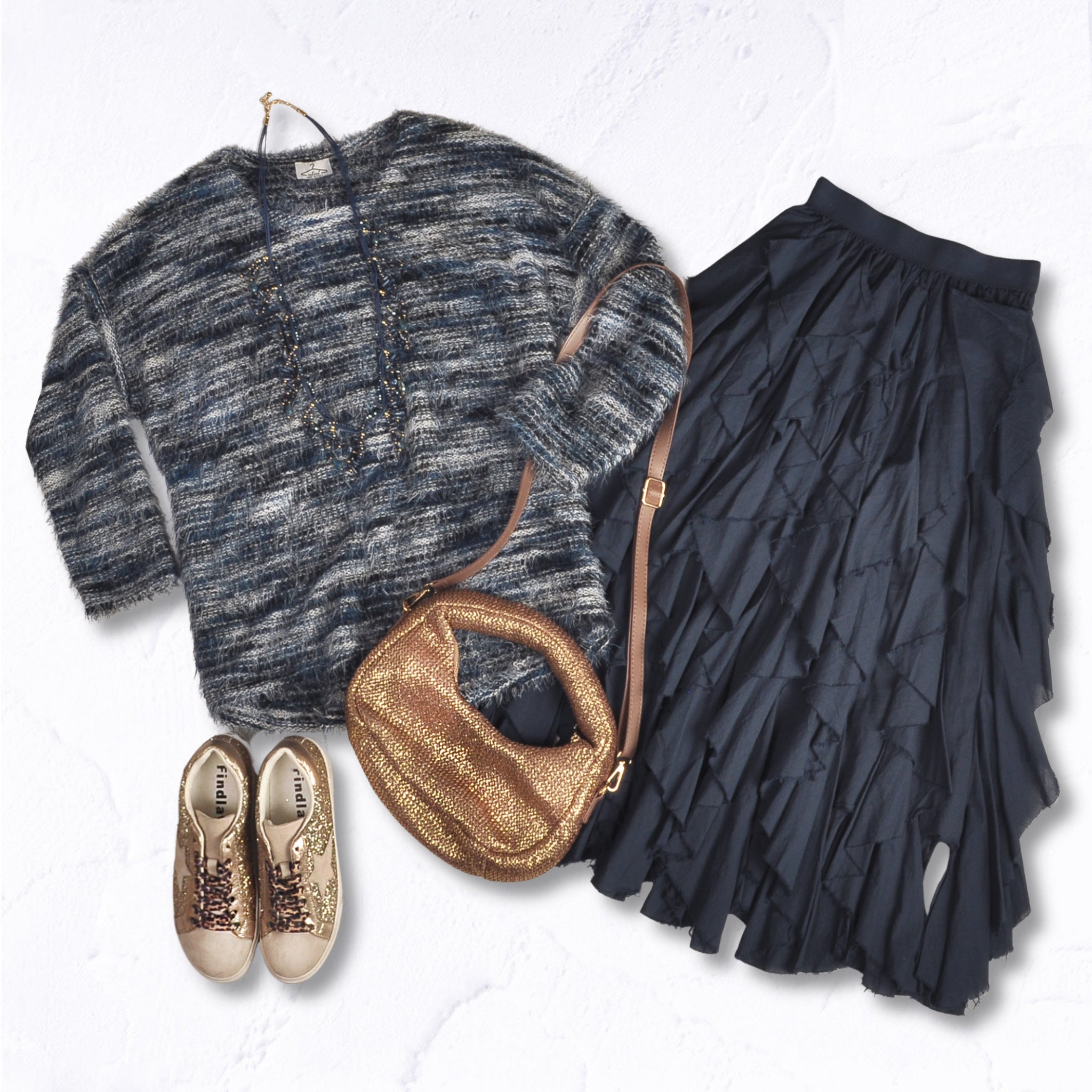 Fluffy knit striped top