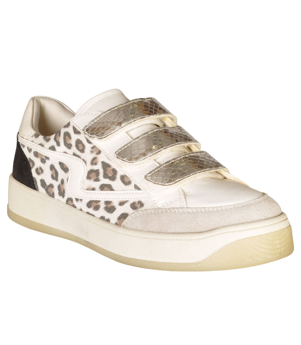 Silver strap animal print sneaker
