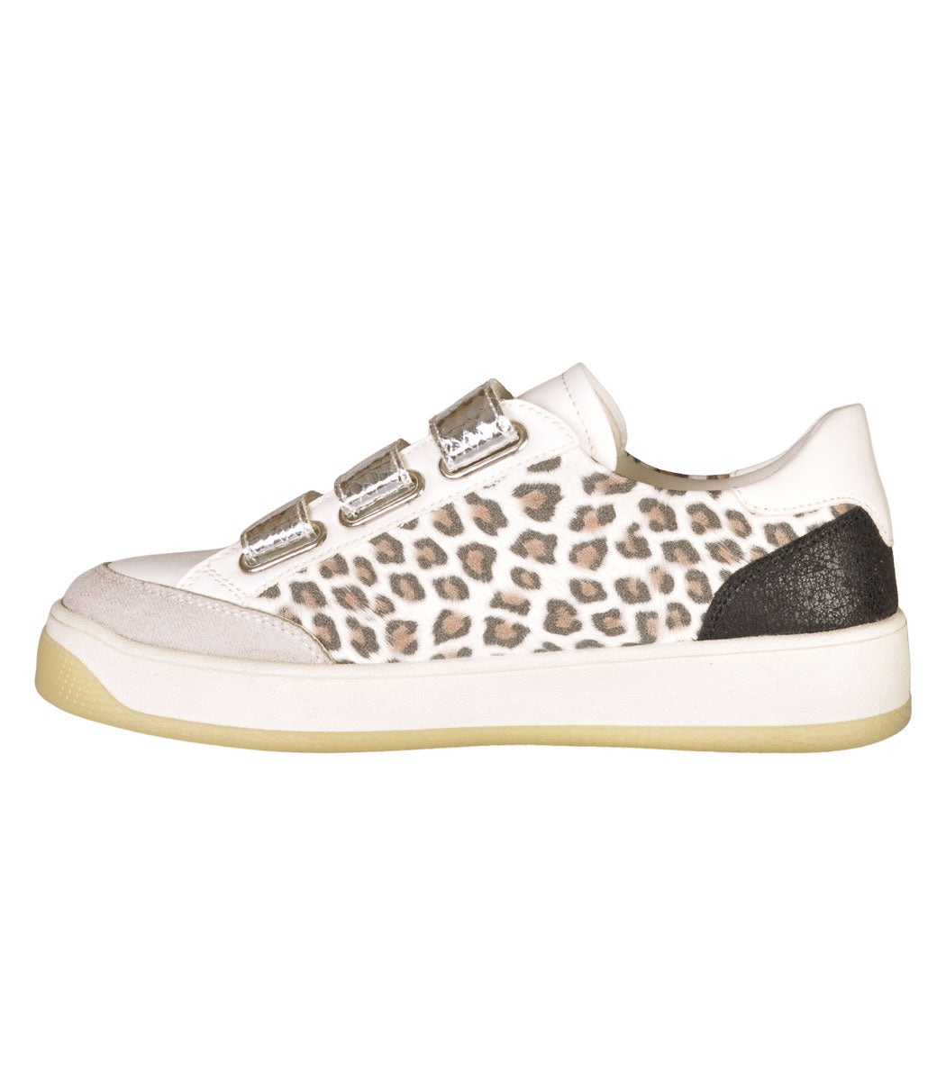 Silver strap animal print sneaker