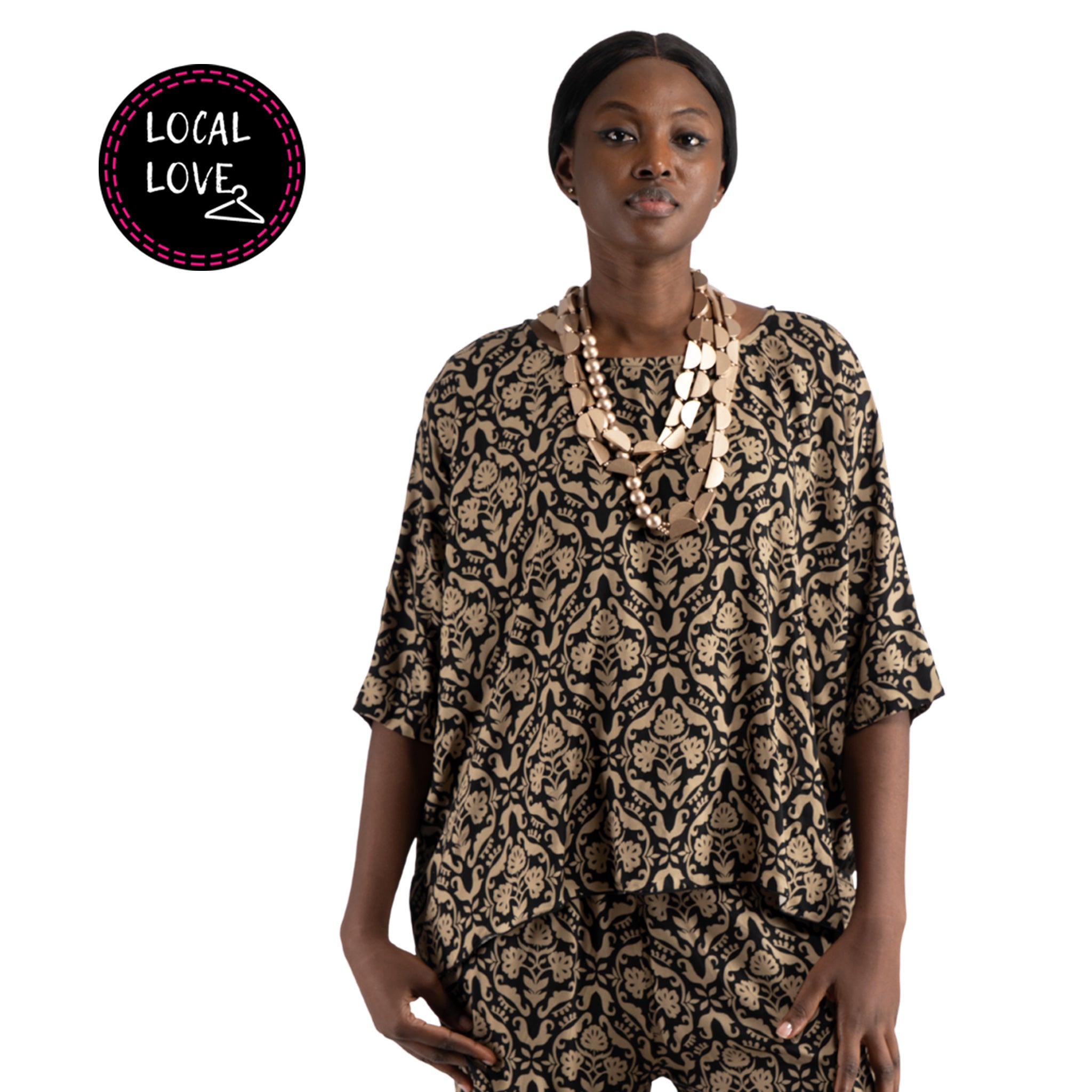 Nicci Damask Chimera boxy top