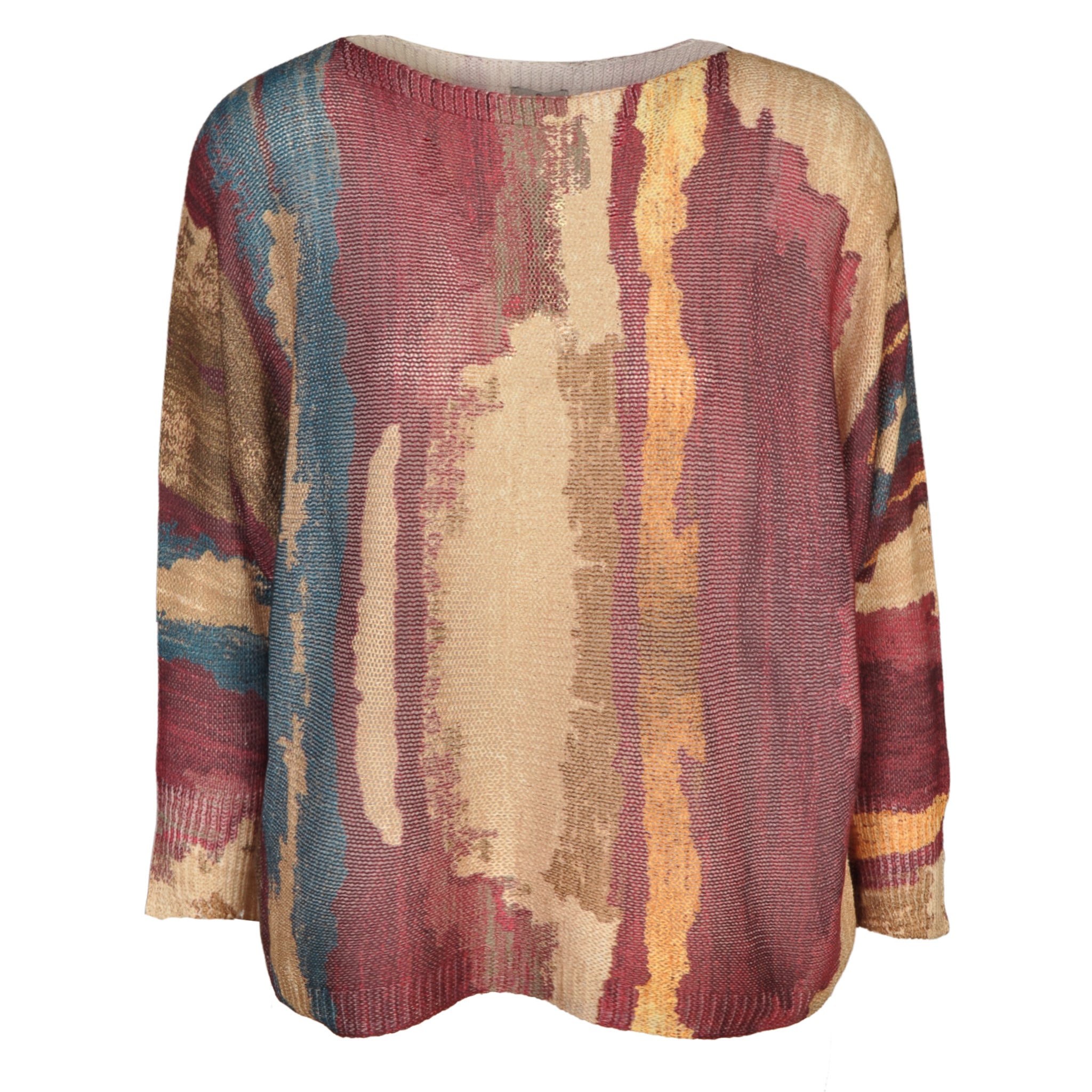Abstract print batwing knit top
