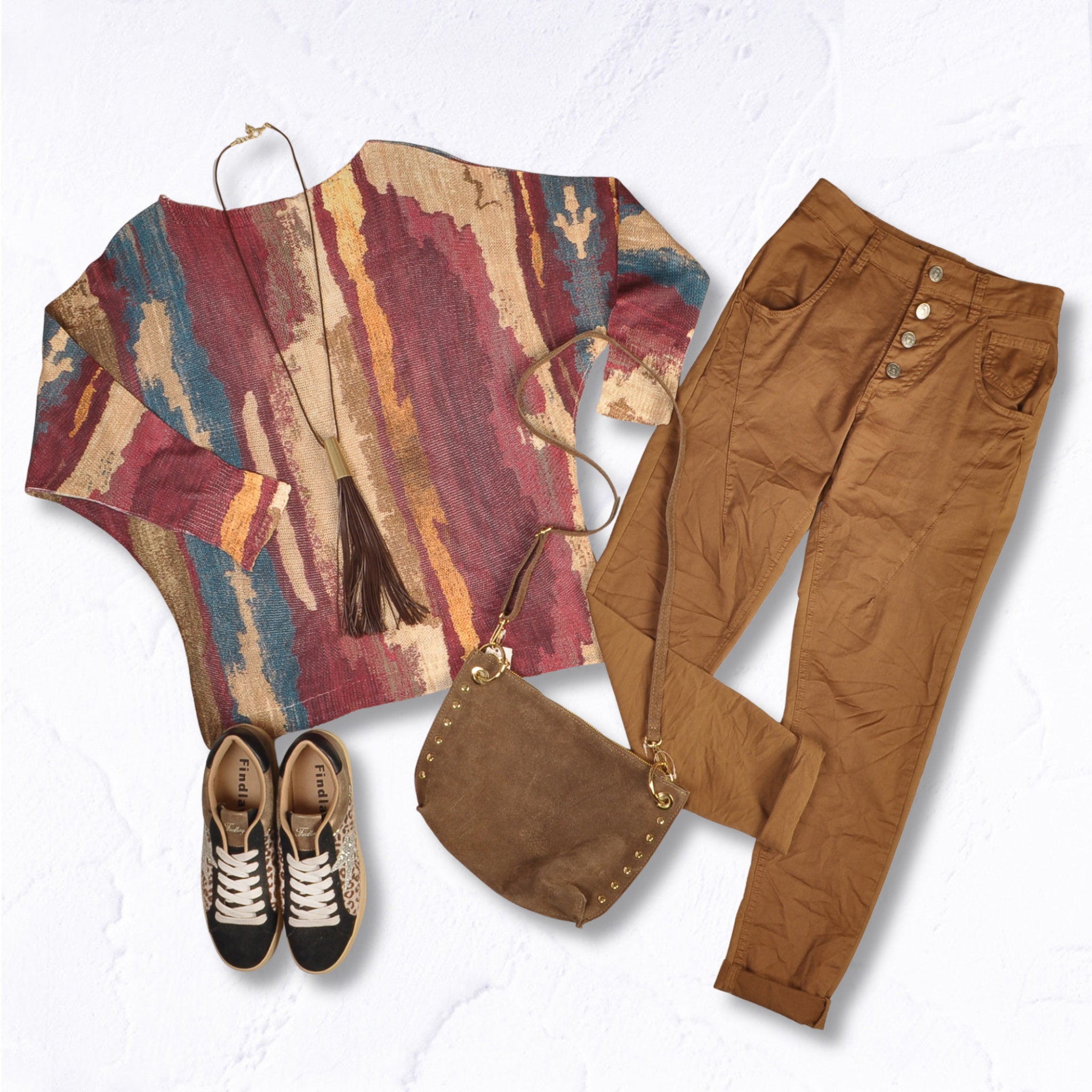 Abstract print batwing knit top