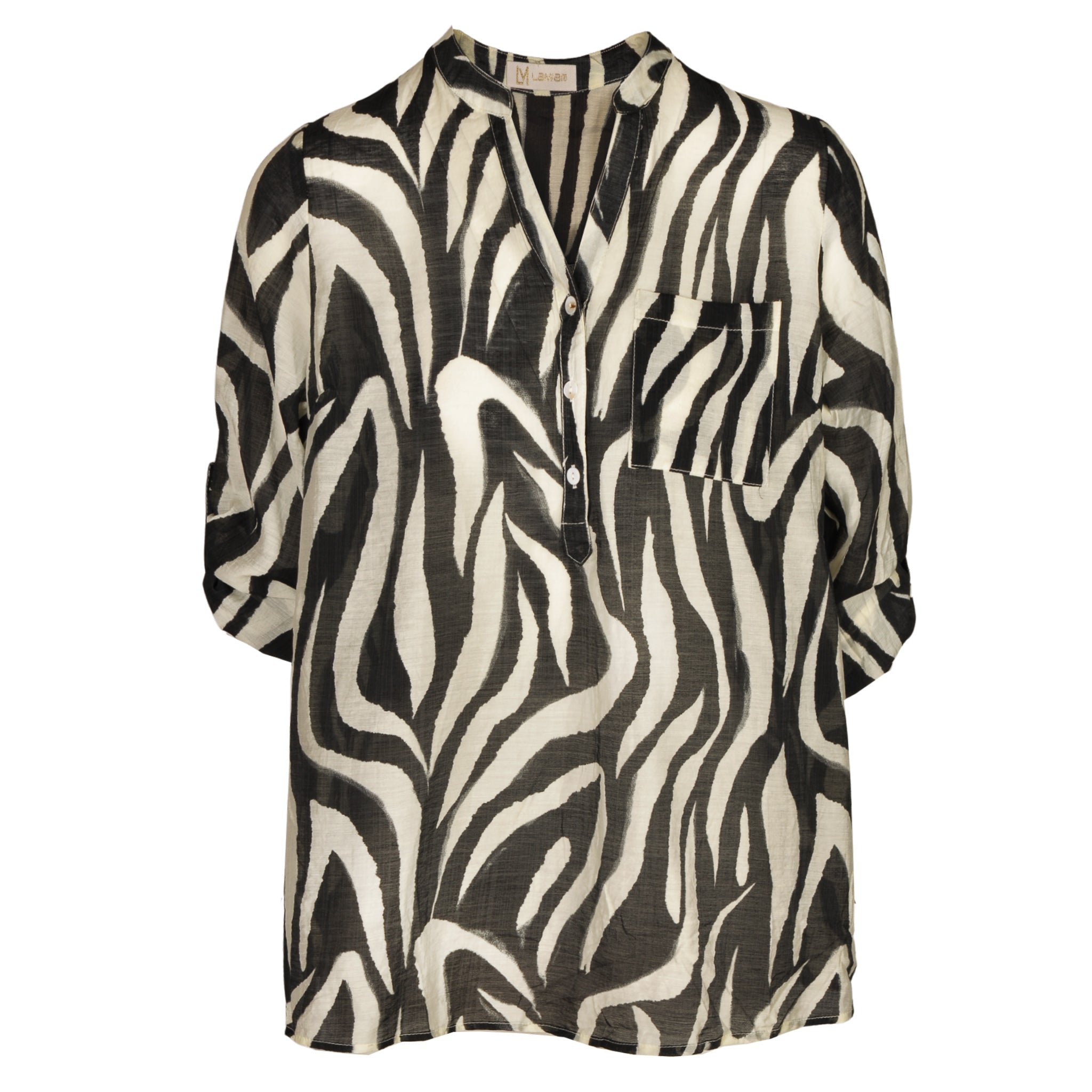 Zebra print mandarin shirt