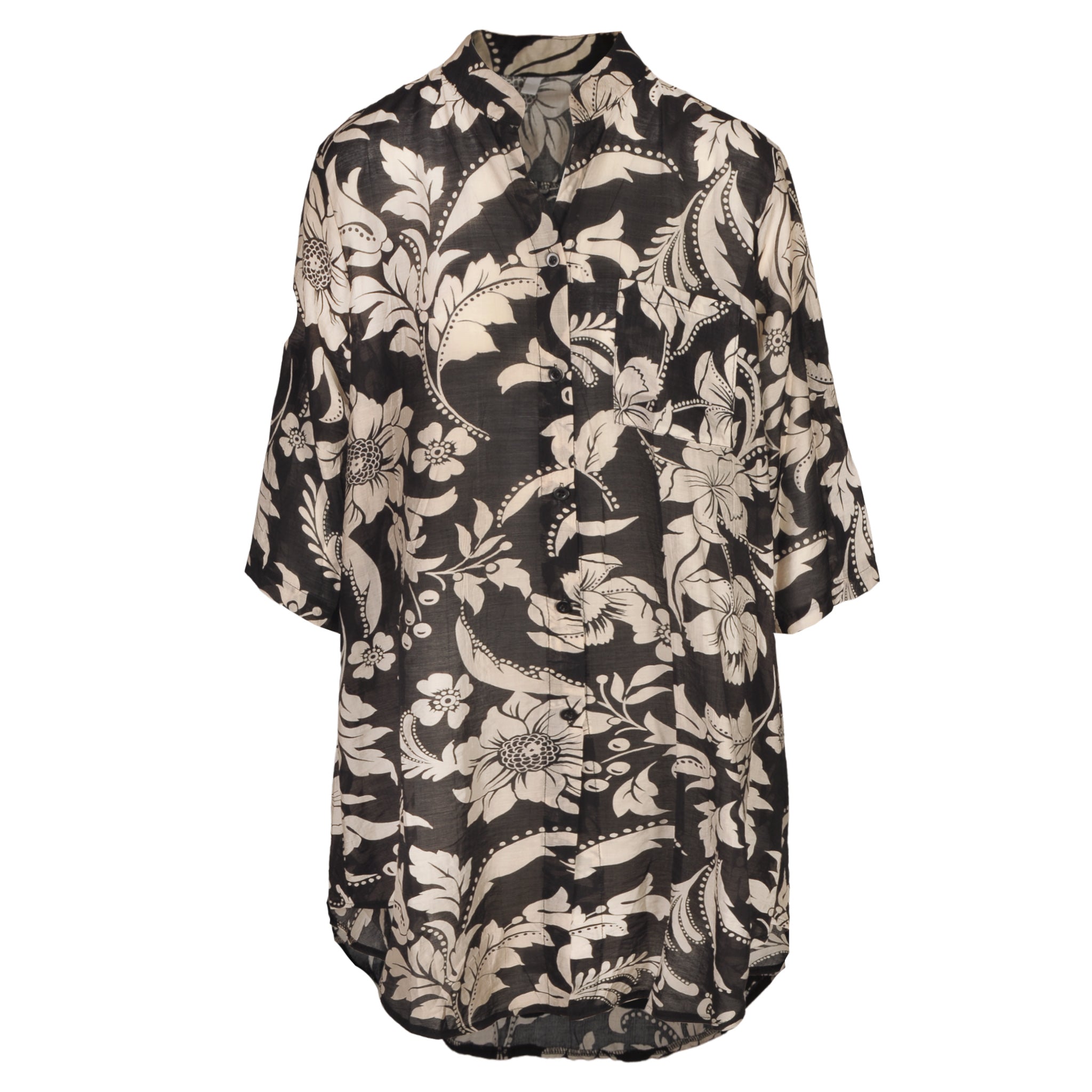 Floral print long shirt
