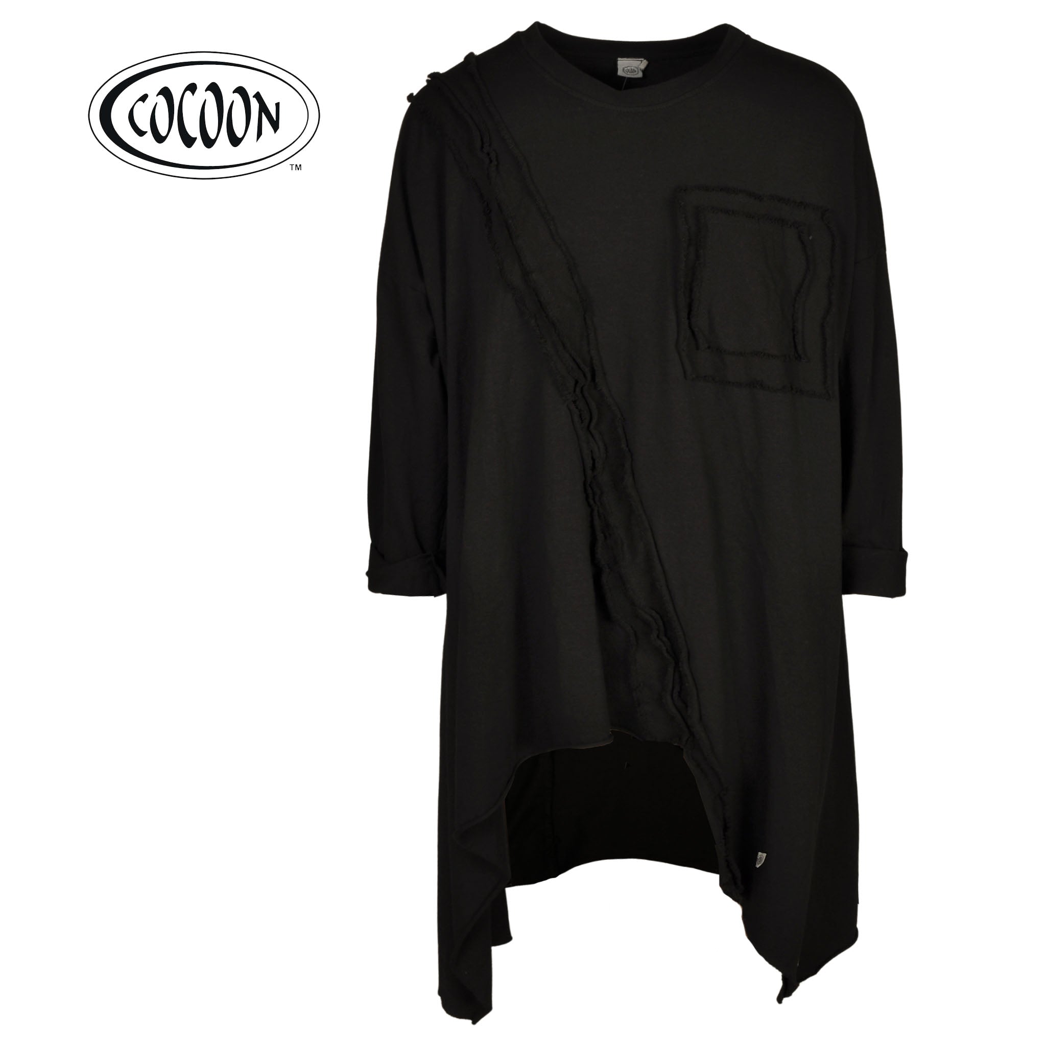 Cocoon raw-edge 2 textured asymetric tunic