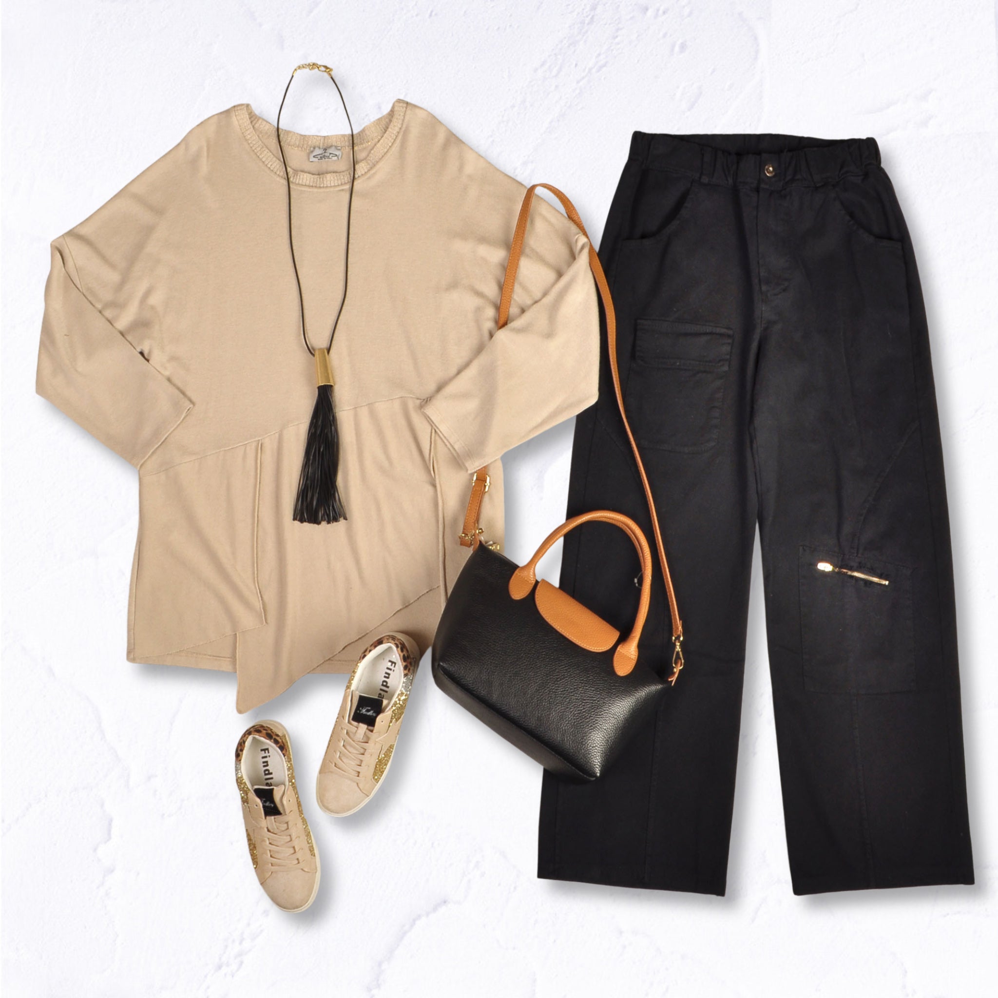 Lurex trim oversized knit top