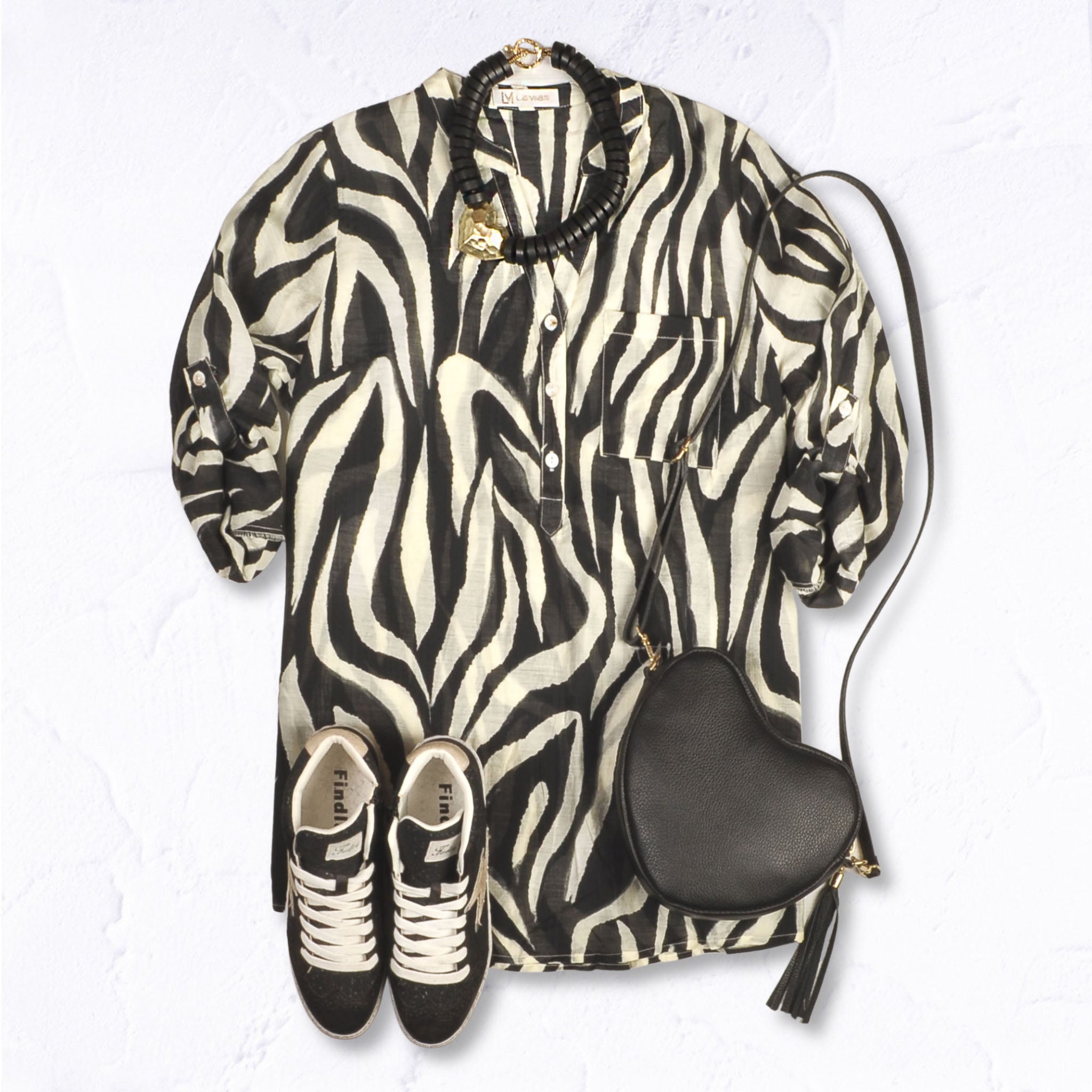 Zebra print mandarin shirt