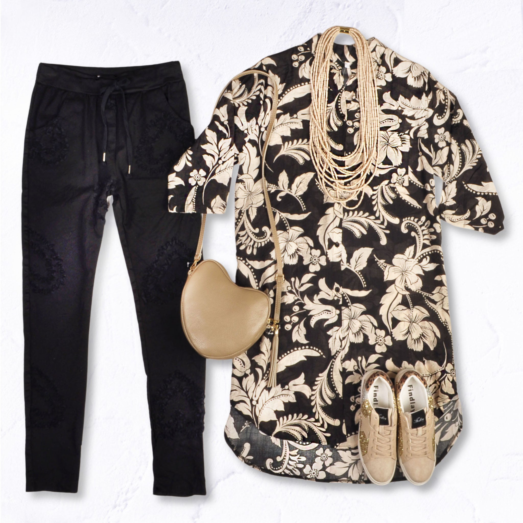 Floral print long shirt