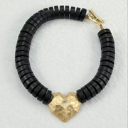 Battered heart beaded circle necklace