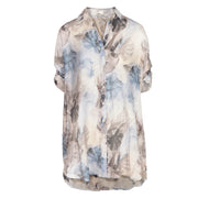 Giant leaf print tunic shirt