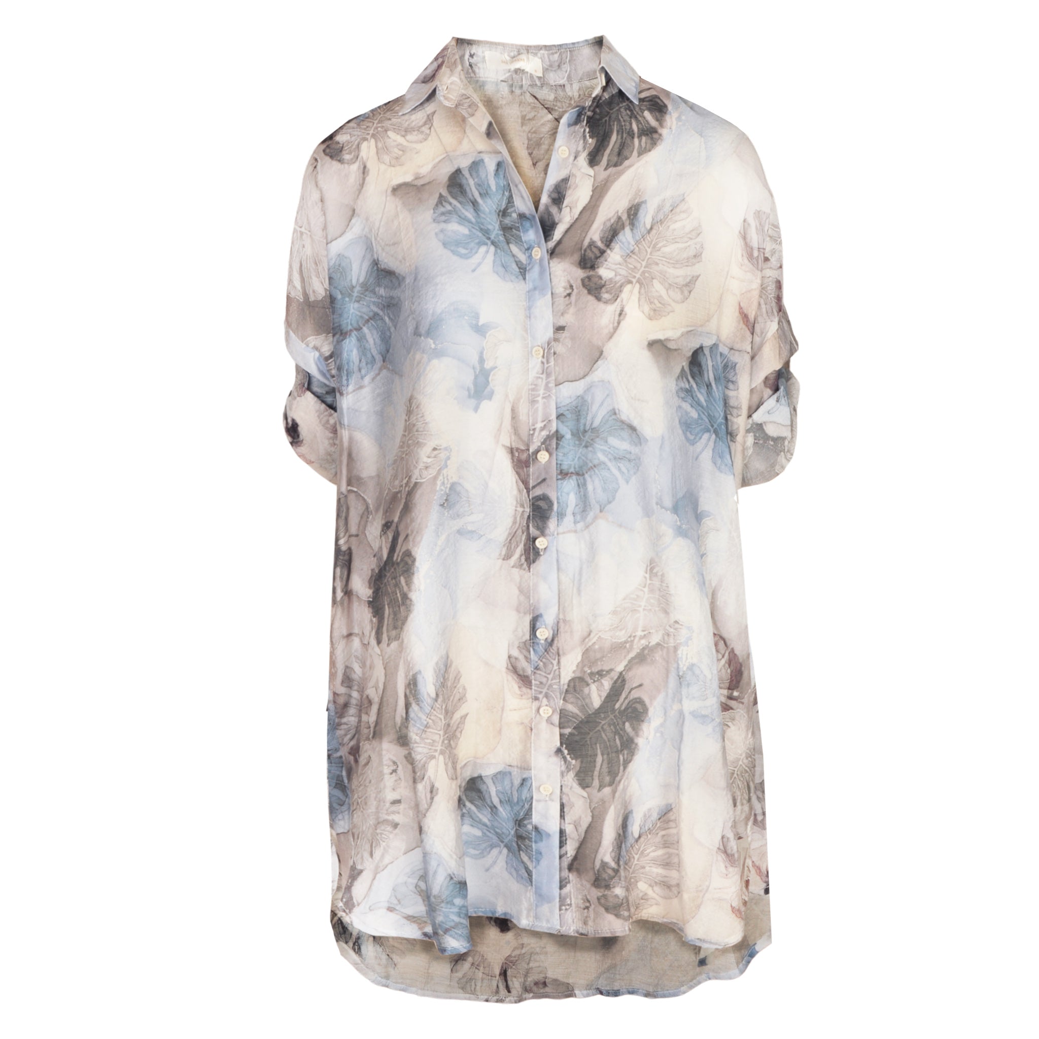 Giant leaf print tunic shirt