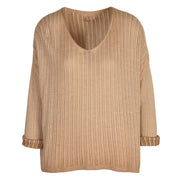 Overdyed ribbed v-neck top