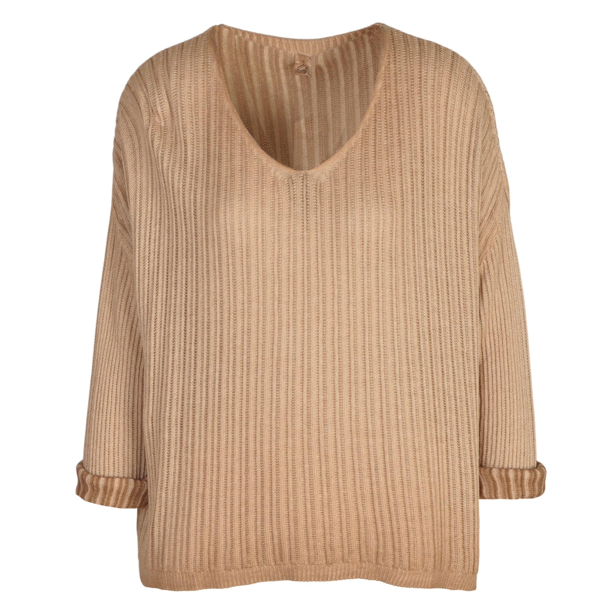 Overdyed ribbed v-neck top