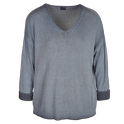 Overdyed v-neck knit top