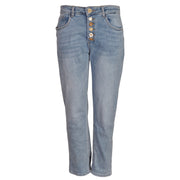 Studded heart button jeans