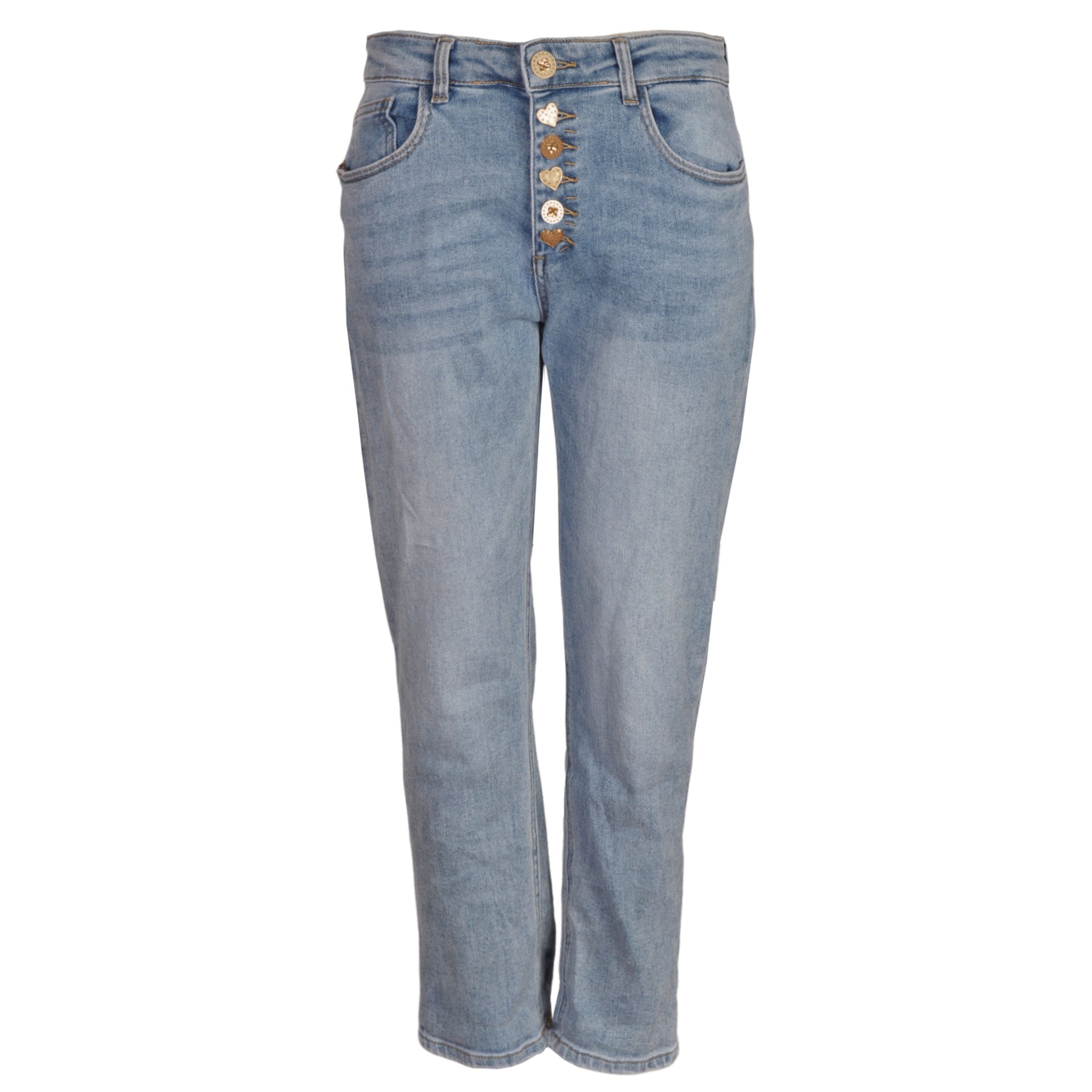Studded heart button jeans