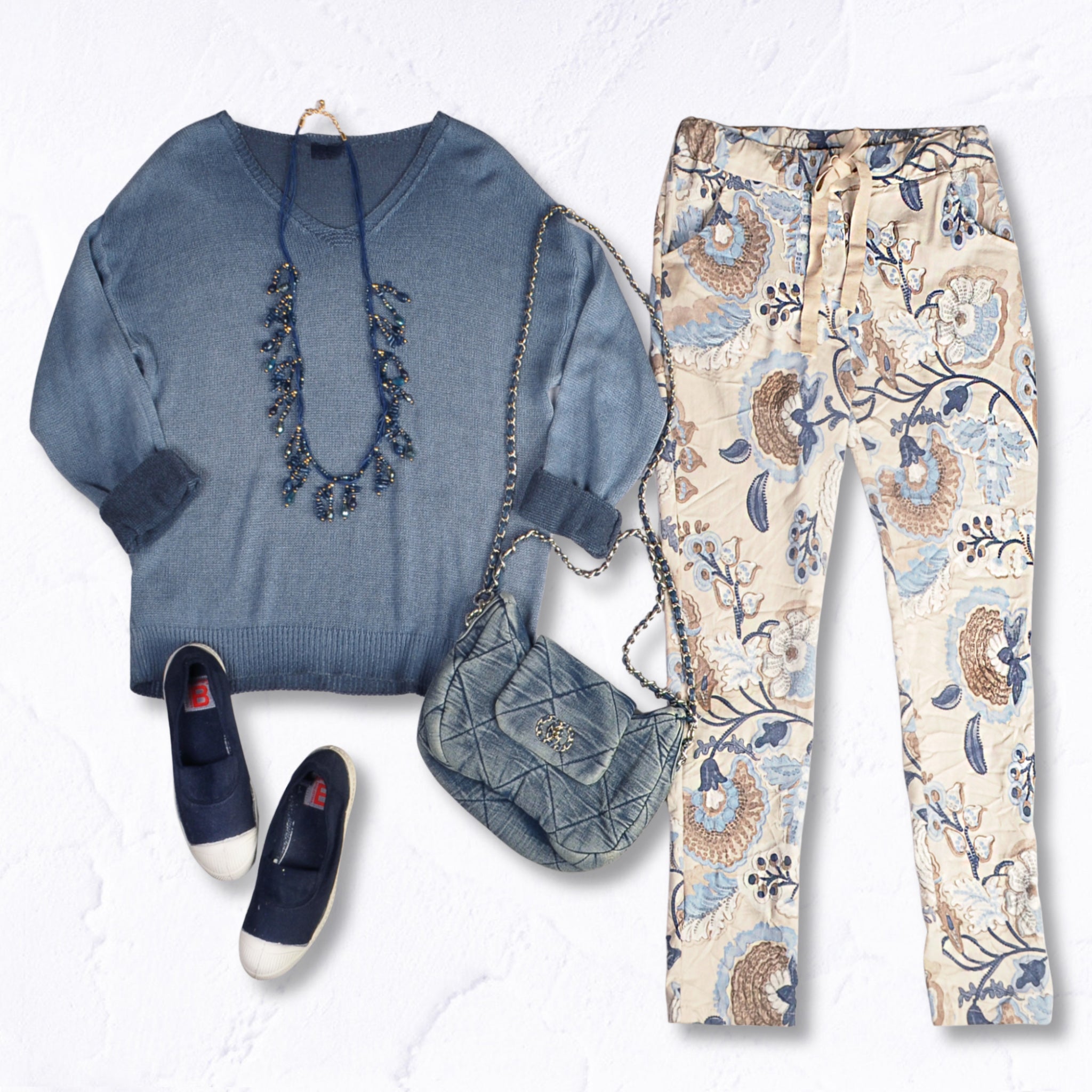 Overdyed v-neck knit top