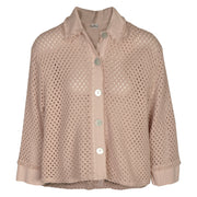 Raw edge crochet denim style jacket