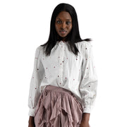 Frill collar embroidered multi heart shirt