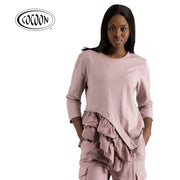 Cocoon asymmetric frill corduroy sweat top