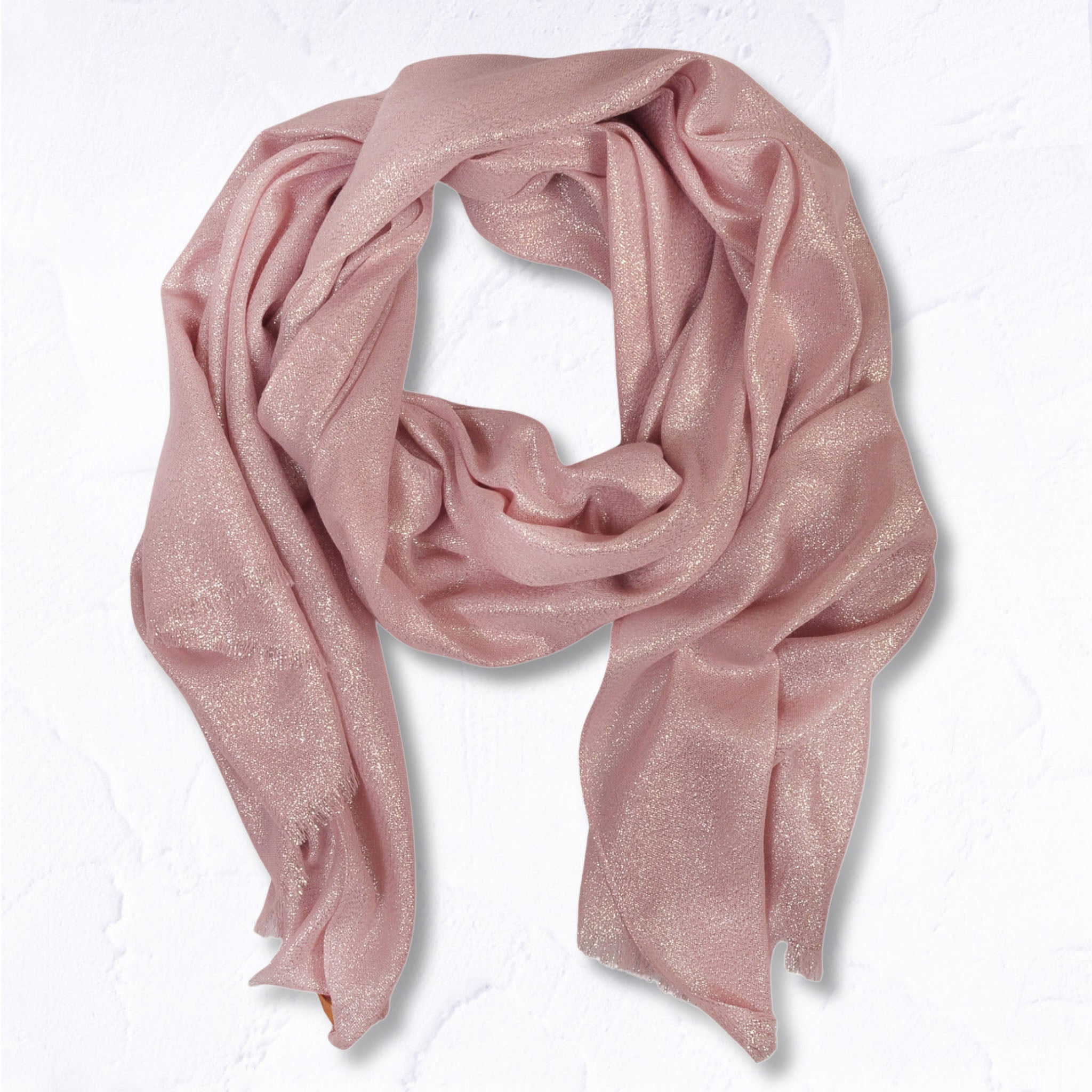 Raw edge shimmer lurex scarf
