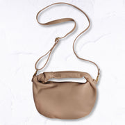 Genuine leather infinity knot crossbody bag