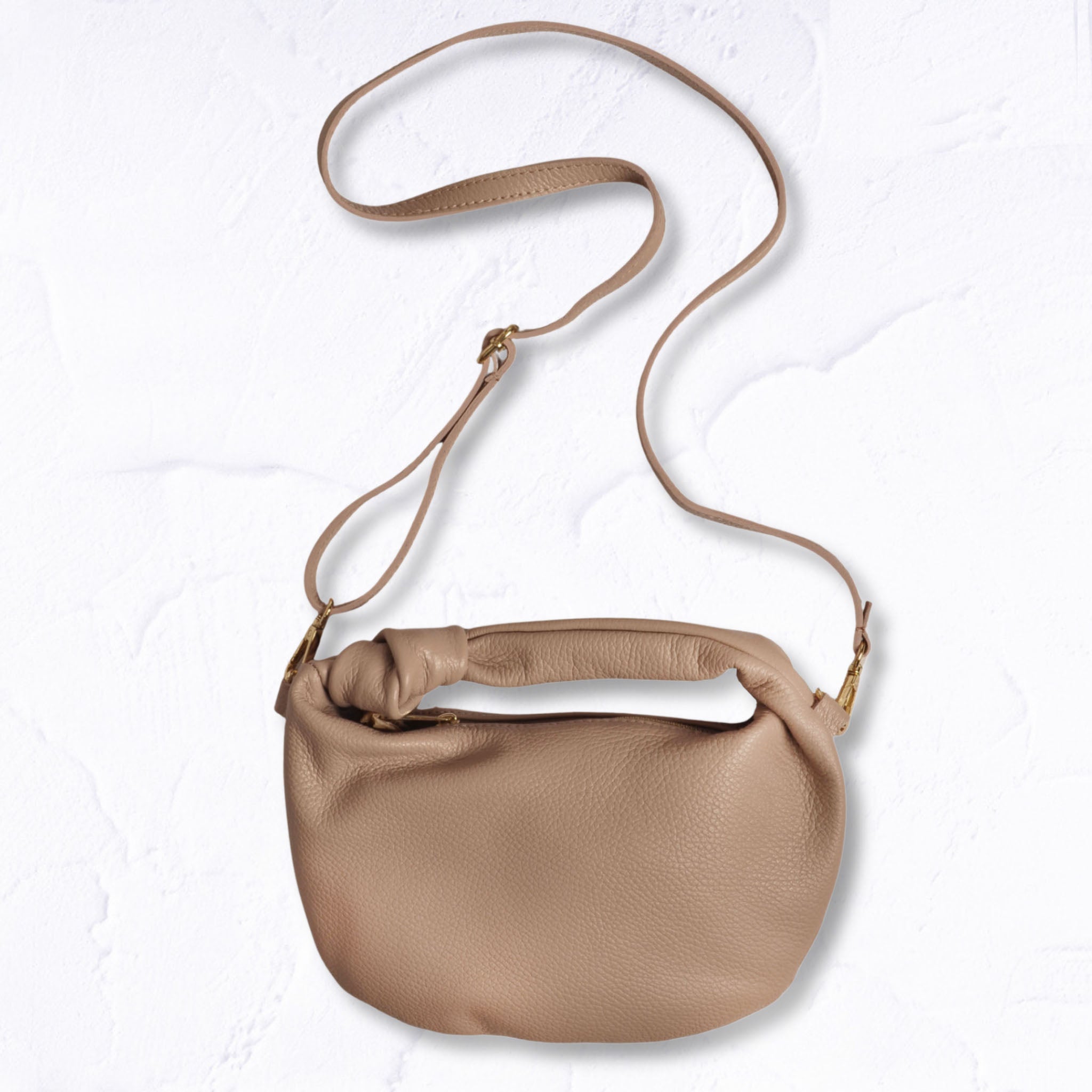 Genuine leather infinity knot crossbody bag