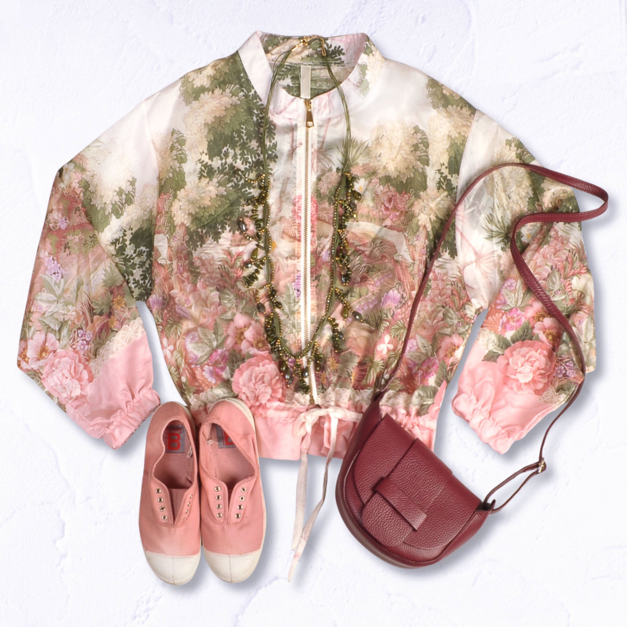 Floral garden print bomber