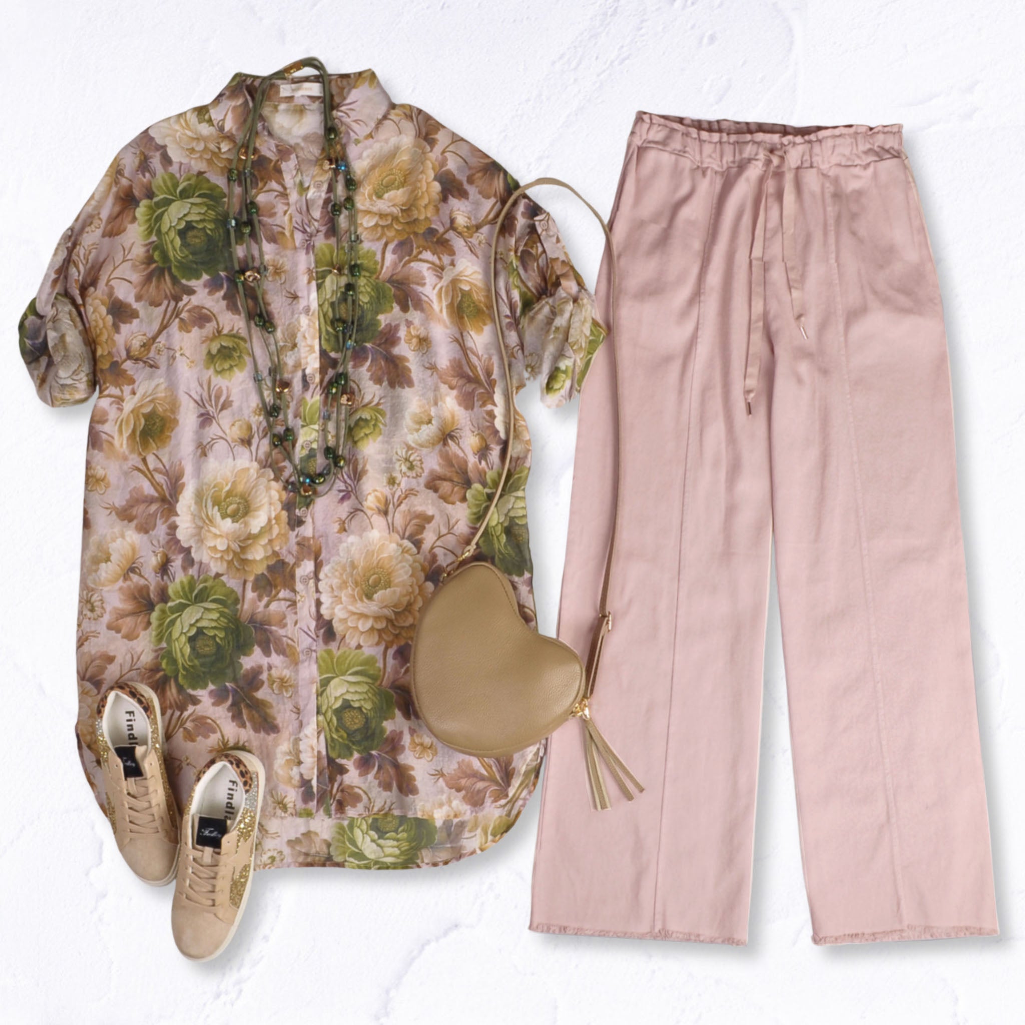 Vintage rose print long shirt