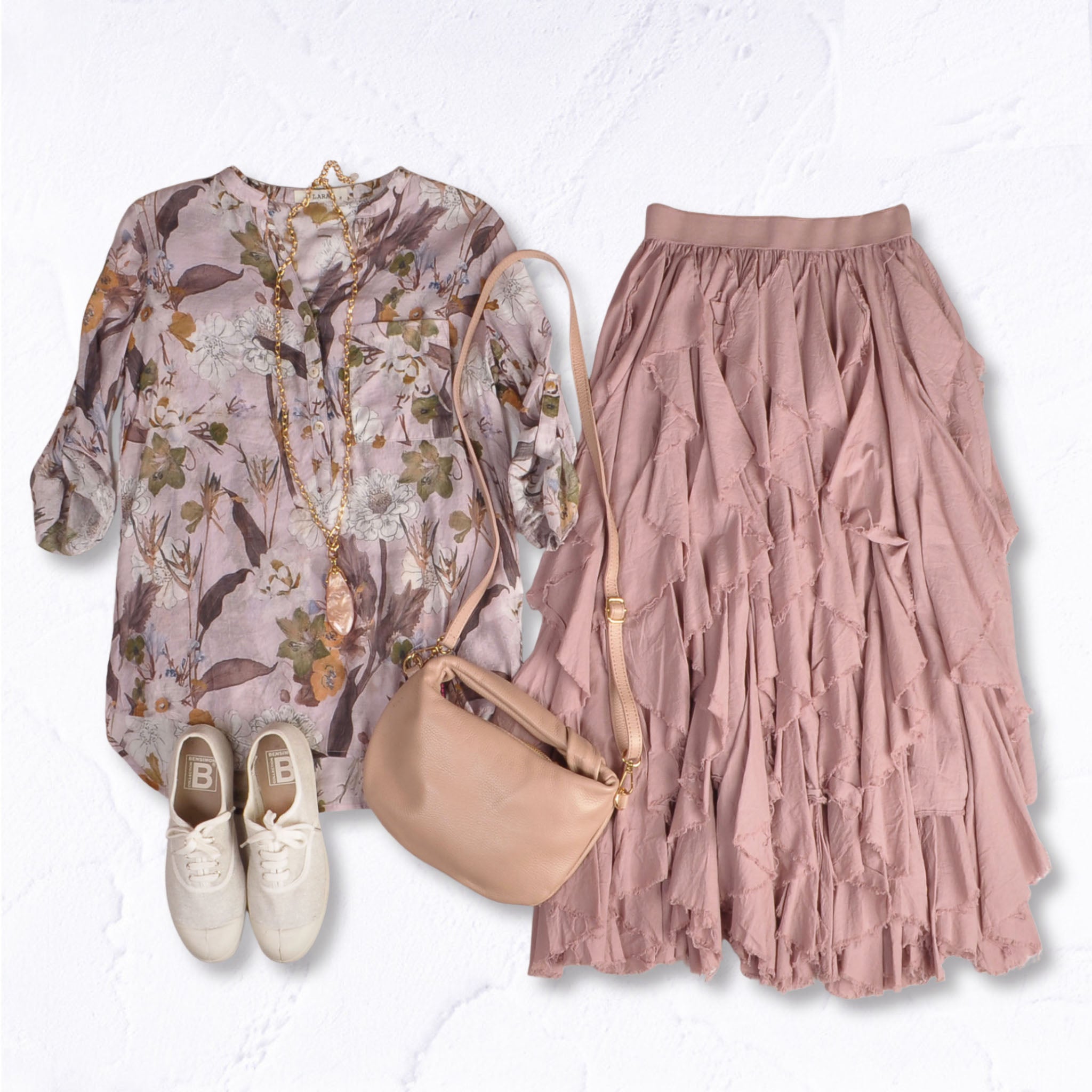 Jagged tiered skirt