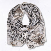 Multi animal print heart raw edge scarf
