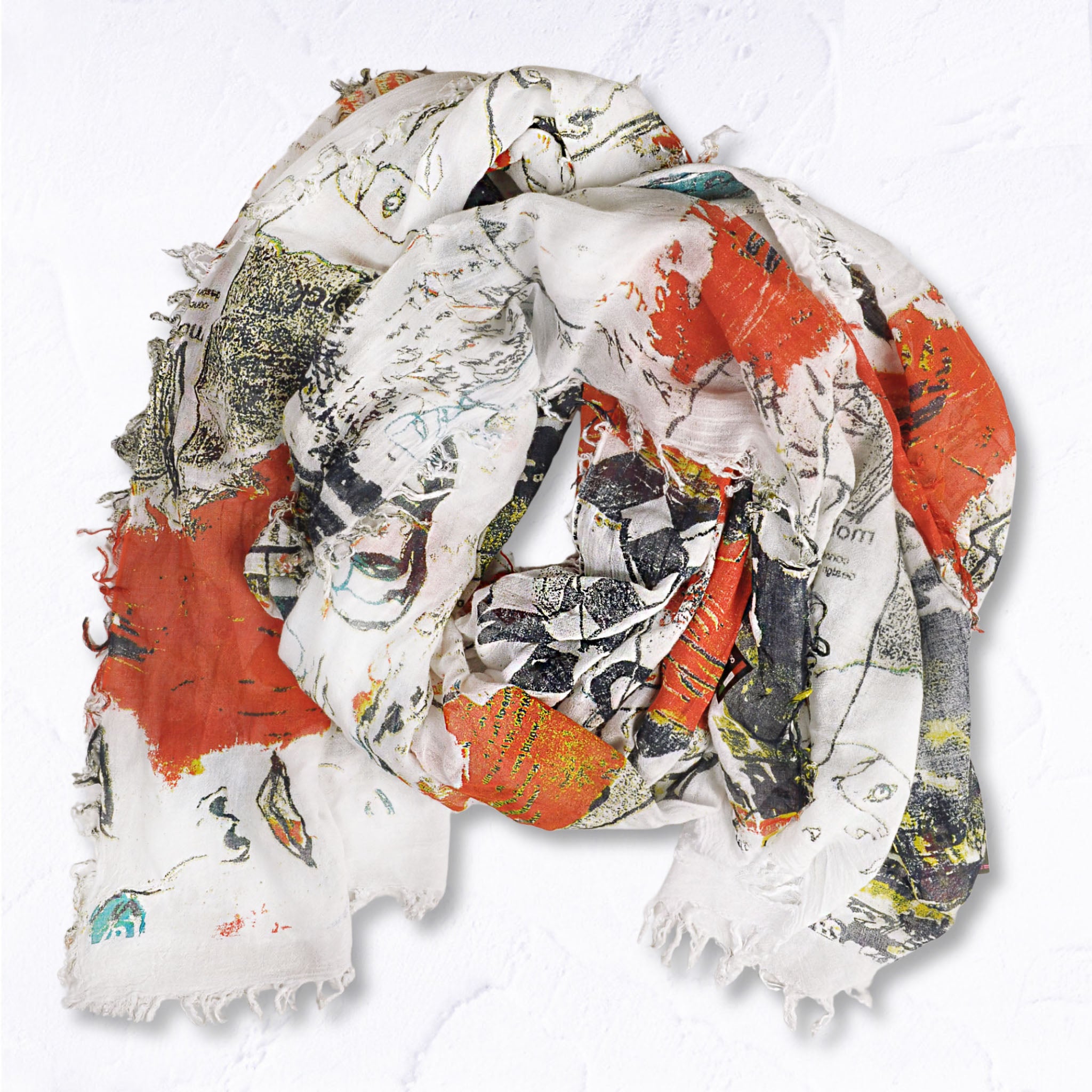 Face print bamboo scarf