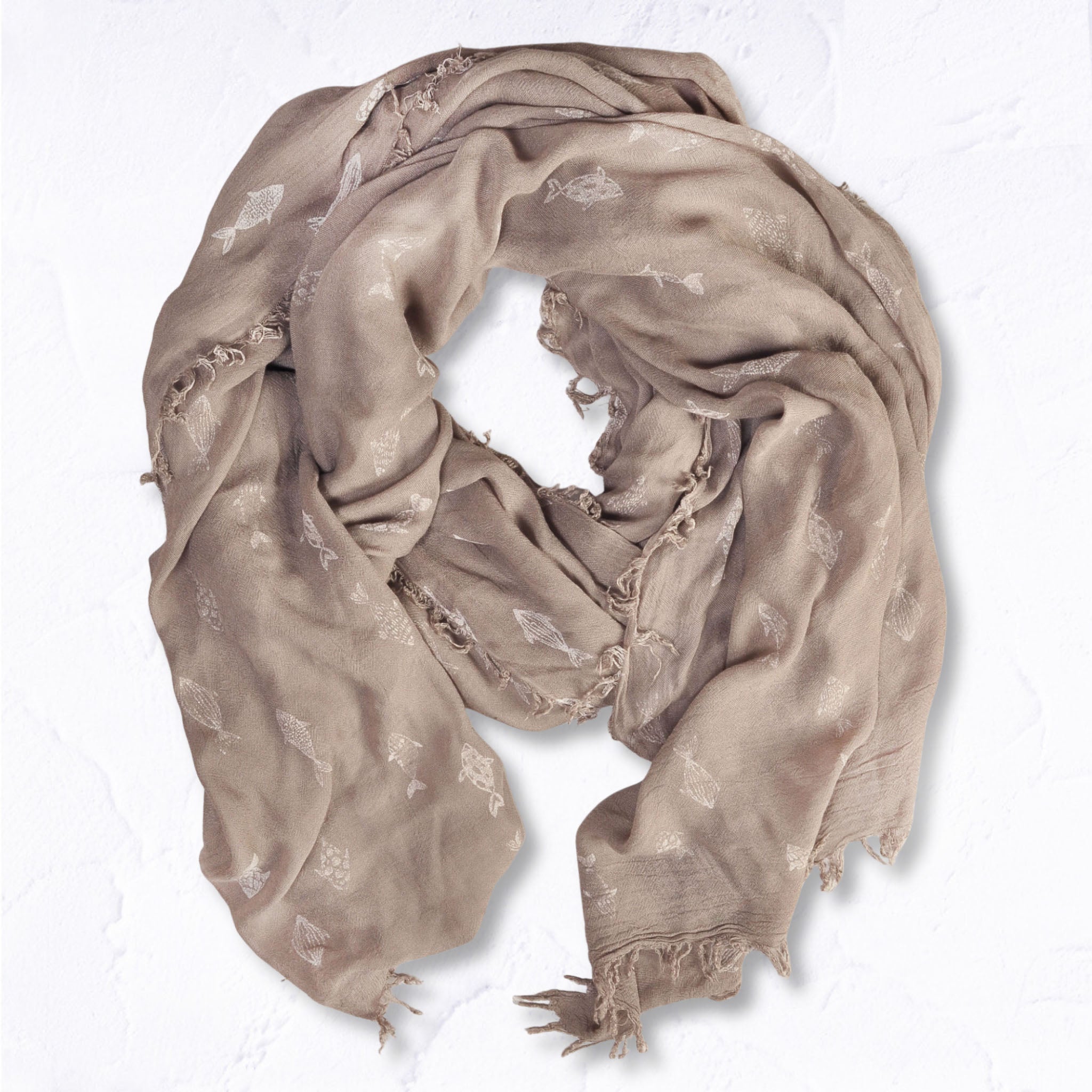 Fish print bamboo scarf